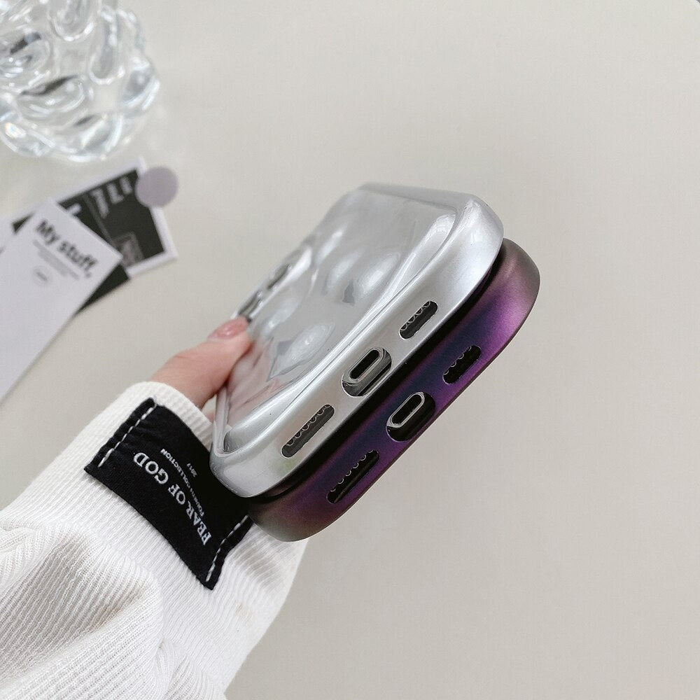 3D Meteorite Texture Stone Water Fluted Design Kawaii Case